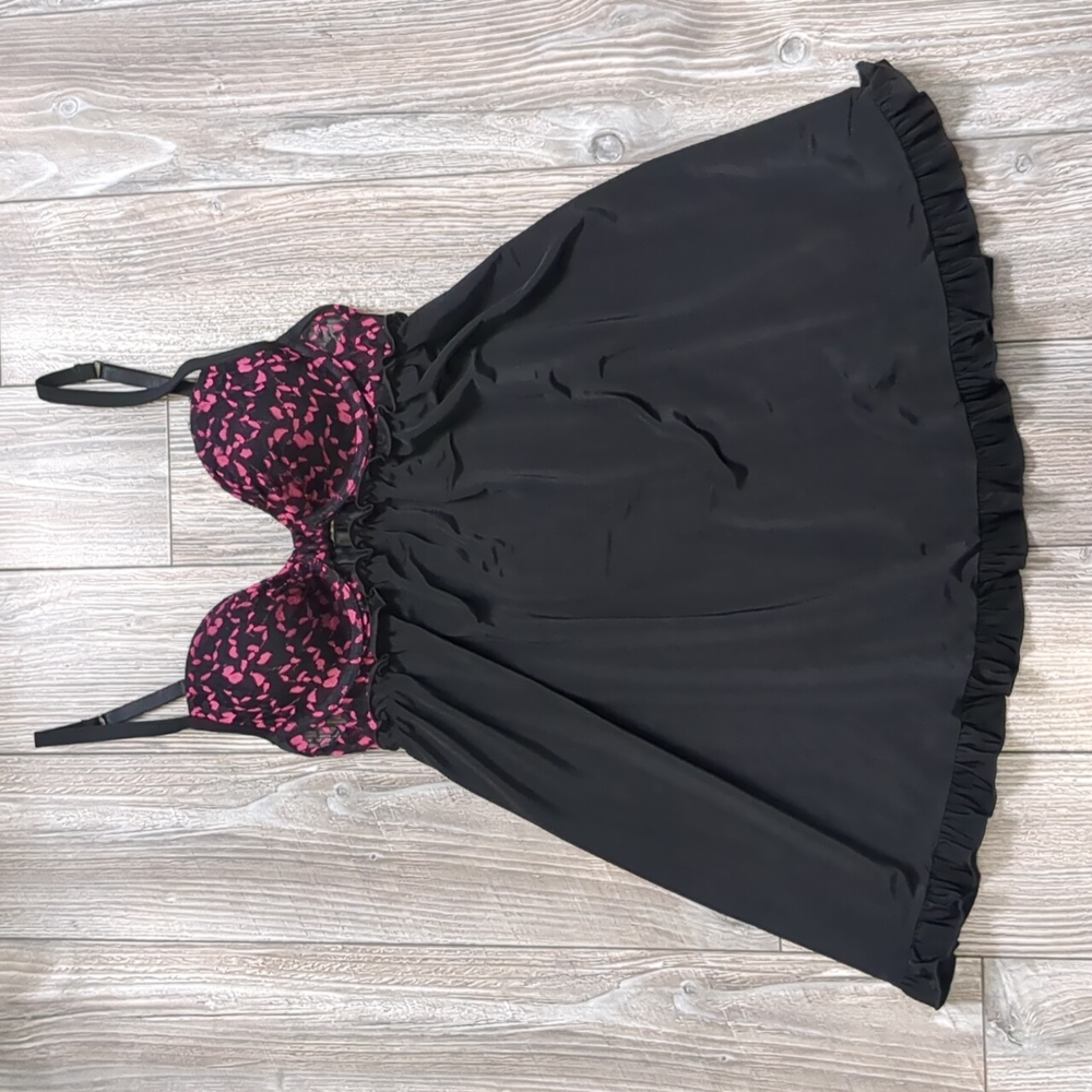La Senza Pink and Black Babydoll Lingerie XS